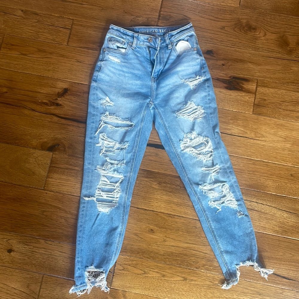Distressed stretch fit American Eagle jeans
